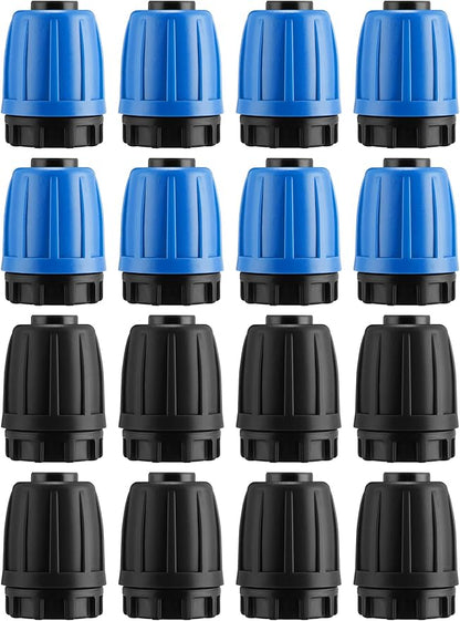 16 Pcs 1/2 inch Irrigation Fittings End Plugs For (1/2" ID x0.6-0.63" OD) 16mm Drip Tubing Connectors (Green and Blue)
