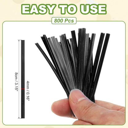 PATIKIL Bag Twist Ties 3 Inch, 800 Pcs Metallic Bread Ties for Treat Plastic Bags Gift Wrapping Candy Coffee Bag Plant Party Cake Favor, Black
