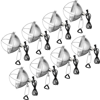 Macarrie 8 Pack Clamp Lamp Light with Aluminum Reflector, 6ft SPT-2 18awg Cord and Adjustable Stand Fixture, up to 150 Watt, E26 Socket, No Bulb (10.5 Inch)