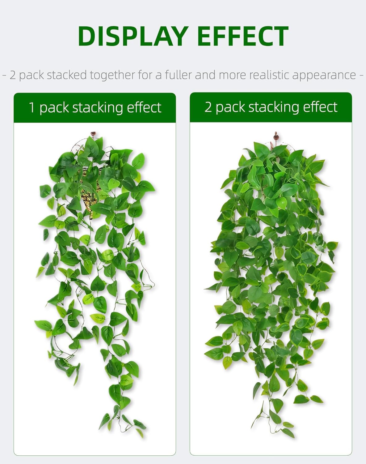 2 Pack Artificial Hanging Ivy Plants (3.6ft) - Fake Vine Greenery for Indoor/Outdoor Decor, Wedding & Photography - No Basket Included