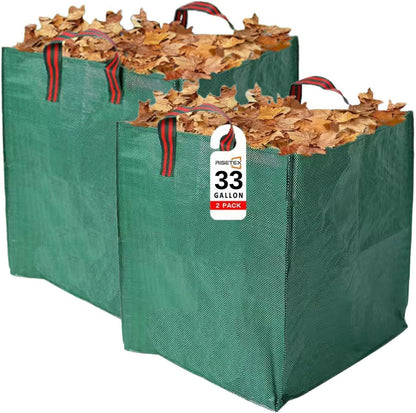 Heavy Duty Reusable Leaf Bags, 33-Gallon (Pack of 2) – Yard Waste Bags with Reinforced Carry Handles, Foldable & Portable for Lawn, Garden, Camping, and Debris Collection