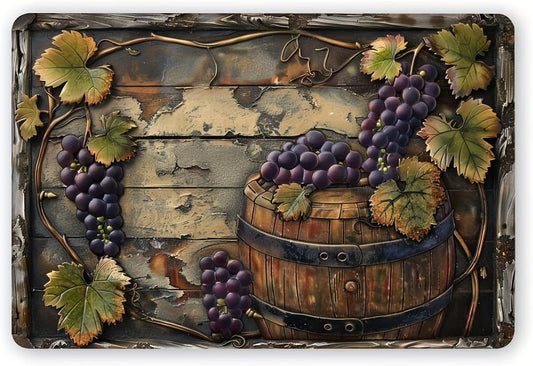 Vintage Grape Wine Metal Tin Sign - Rustic Wall Decor For Home, Office, Bar, Cafe & Garage, Indoor/Outdoor Hanging Art, 12X8 Inches