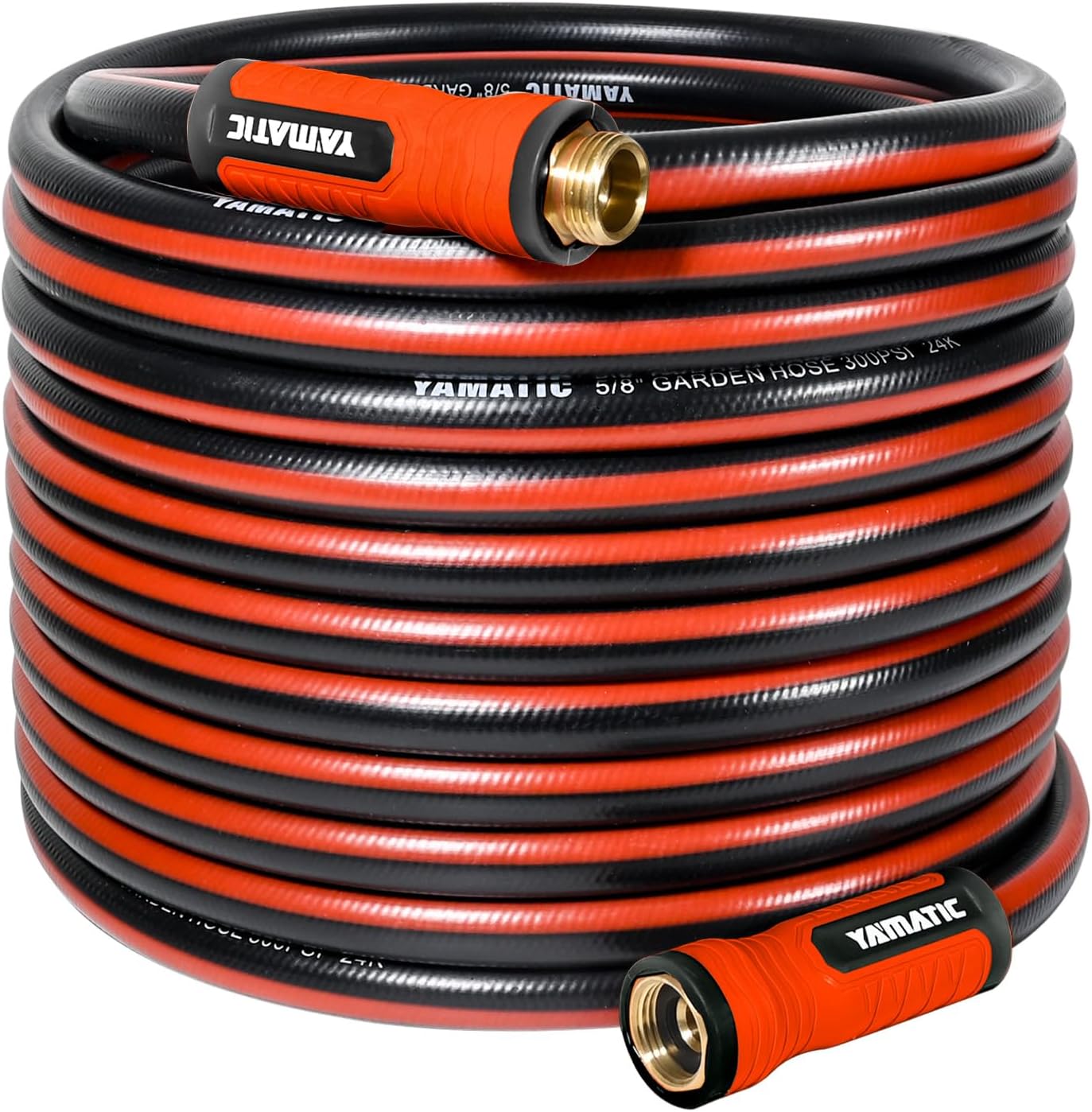 YAMATIC Heavy Duty Garden Hose 75FT x 5/8", Flexible Water Hose with 360° Swivel Handle, 3/4" Brass Male to Female Connectors, Leak-Resistant for All-Weather Outdoor Use