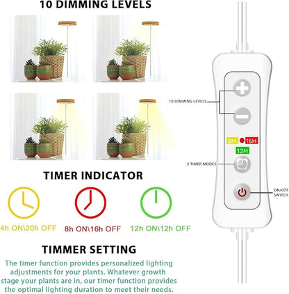 yadoker Halo Plant Grow Light,LED Growing Light Full Spectrum for Indoor Plants,Height Adjustable, Automatic Timer, 5V Low Safe Voltage,Idea for Small Plants(3 Pack)