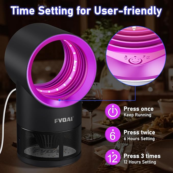 Fruit Fly Trap for Indoors, Fly Traps for Home Gnat Traps House Indoor, Indoor Insect Trap with Time Setting, 10 Sticky Glue Boards (Pink)