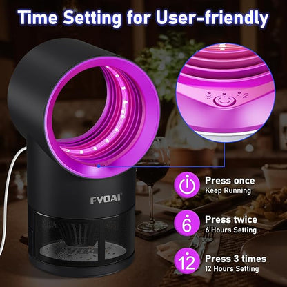 Fruit Fly Trap for Indoors, Fly Traps for Home Gnat Traps House Indoor, Indoor Insect Trap with Time Setting, 10 Sticky Glue Boards (Pink)