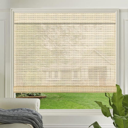 LETAU Cordless Wood Window Roller Shades, Bamboo Light Filtering Window Blinds for Indoor Home, Office, Kitchen, Pattern 7