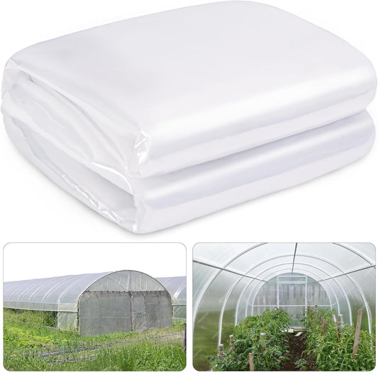 6 Mil Clear Greenhouse Plastic Sheeting,9.8FTx14.8FT Transparent Plastic Film for Greenhouse, Resistant Polyethylene Film for Farm,Garden…