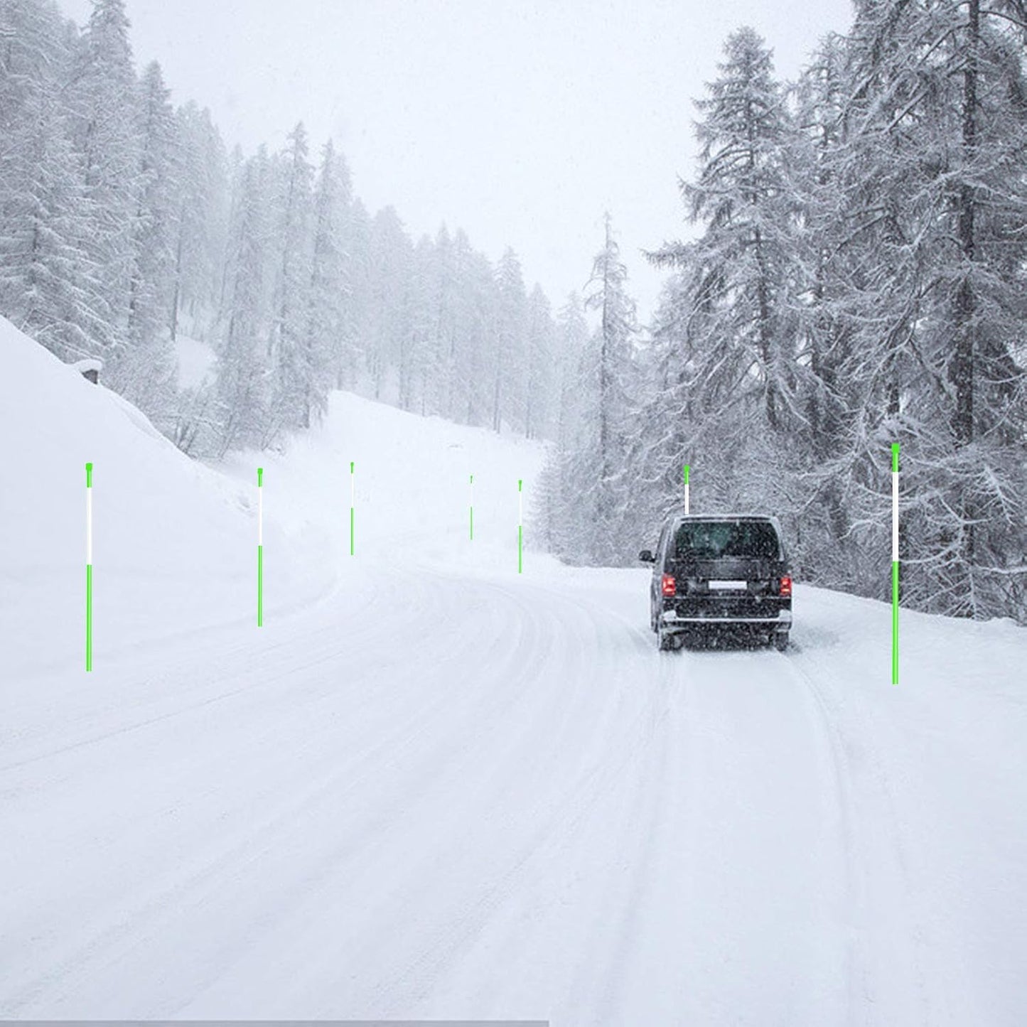 Driveway Markers Snow Stakes 48 inch Green Plow Stakes Reflective Fiberglass, Pack of 100 for Parking Lots, Walkways