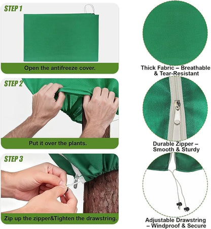 5Pcs Plant Frost Protection Covers 23.6x31.5 Inches – Reusable Breathable Freeze Blankets with Drawstring, Waterproof Non-Woven Fabric Frost Cloth for Winter Plant, Shrub, Tree, and Garden Protection