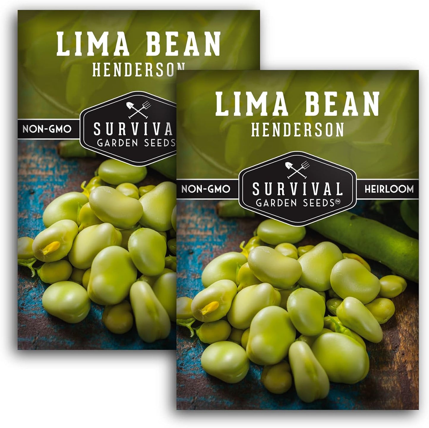 Lima Bean Seeds for Planting – Henderson Butter Bean Seeds for Gardens & Classroom Science Projects, Easy to Grow Non-GMO Heirloom Variety - Survival Garden Seeds (2 Packs)