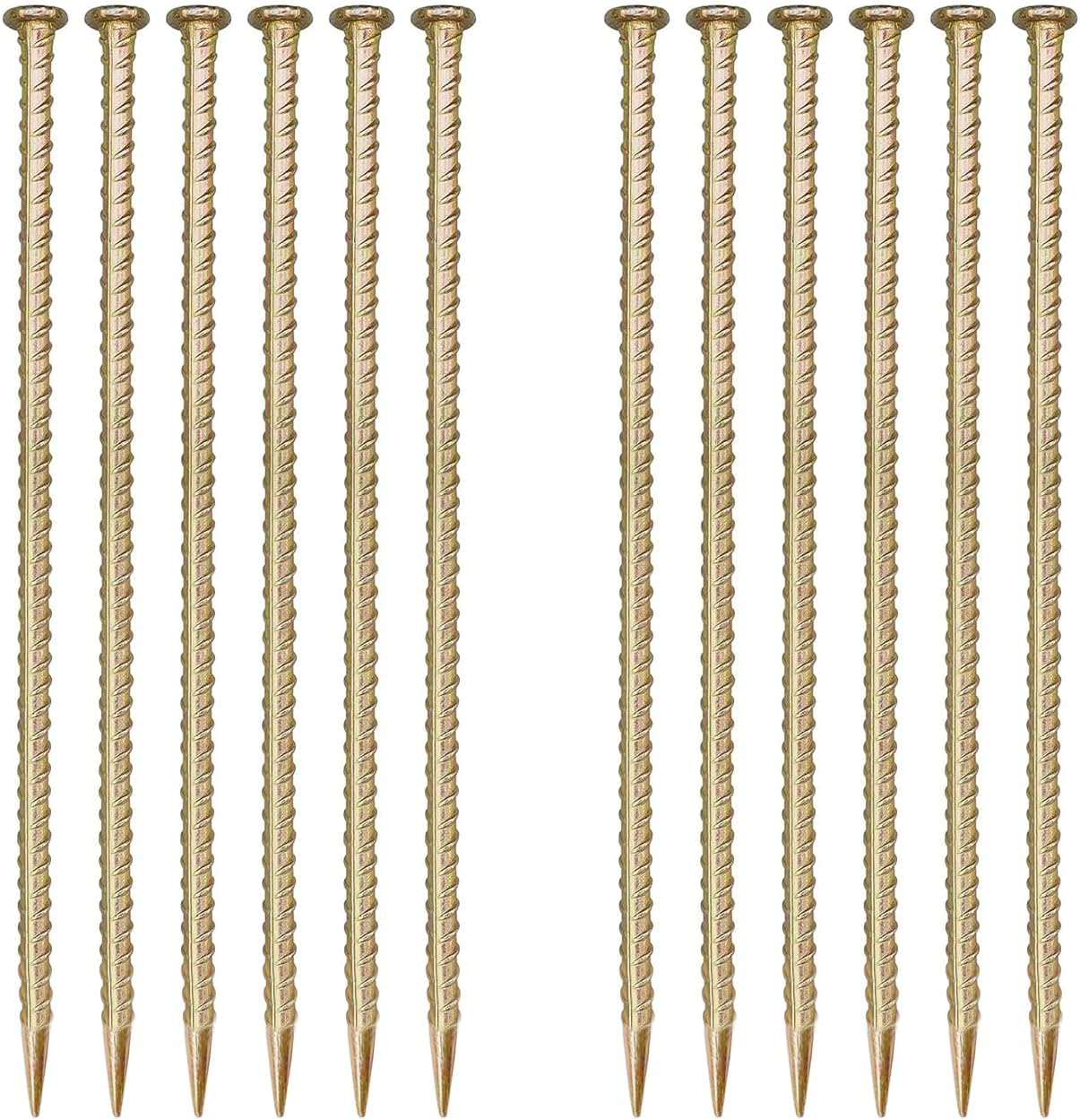 16 Inch Rebar Stakes (12 Pack)- 0.5 Inch Diameter Galvanized Steel Ground Anchors - Heavy Duty Plant Support Garden Stake for Speed Bump, Wheel Stop, Tent Stakes Metal Rebar Support