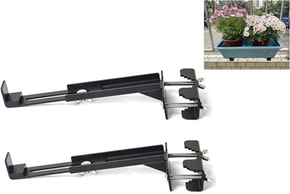 Balustrades Flower Box Supports, Planter Box Supports, Window Box Supports (6-9 Inches)，for Balustrades, Terraces, Decks, Balconies, Fences (Black 2 Pack)