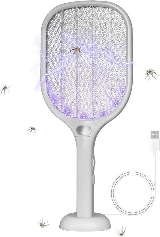 Lulant Electric Fly Swatter Rechargeable, Electric Bug Zapper Racket with Light, Mosquito Swatter, 3000V Detachable Dual Modes Fly Zapper, Mosquito Killer for Indoor Outdoor (1Pack)