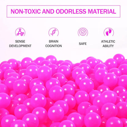 Ball Pit Balls for Kids, Plastic Refill 2.2 Inch Balls, 100 Pack, Bright Colors, Phthalate and BPA Free, Includes a Reusable Storage Bag with Zipper