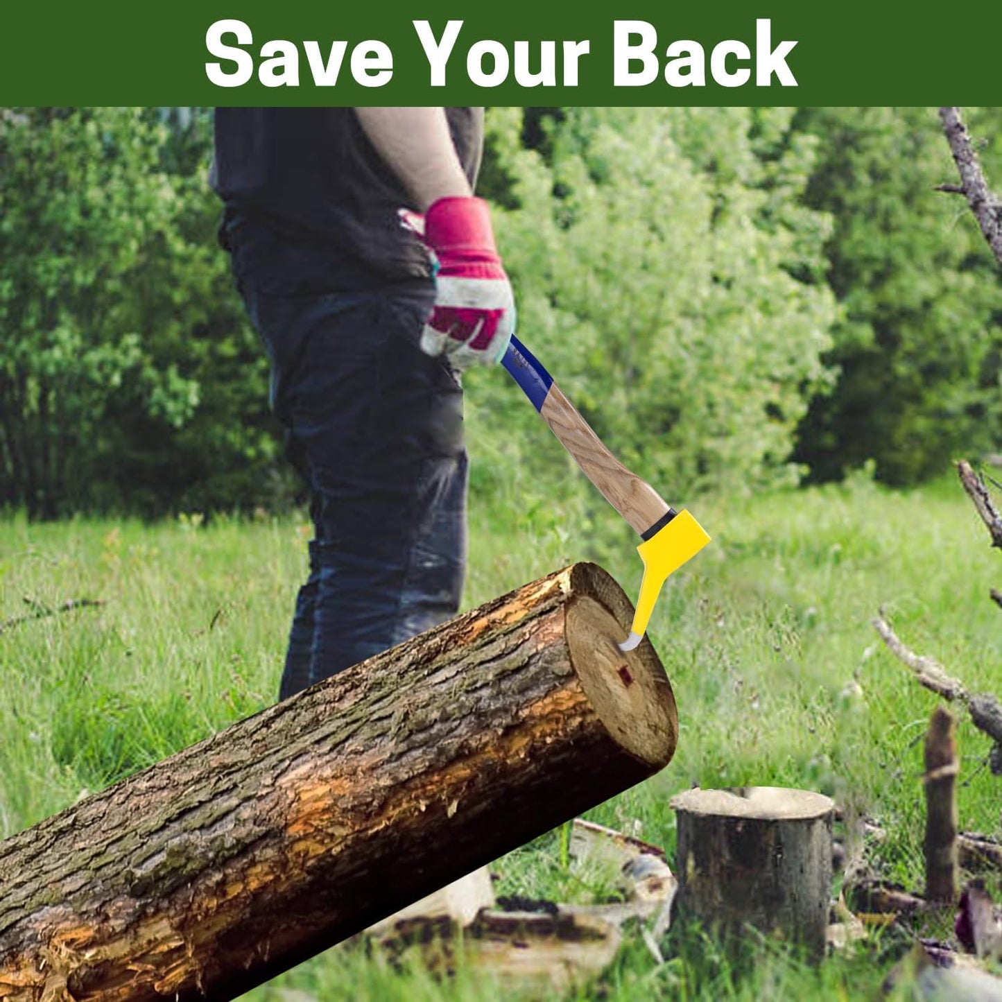 Pickaroon Logging Tool, Hookaroon, Log Roller Tool, Hookaroon for Dragging and Stacking Firewood, Sharp Pick Tool for Logs