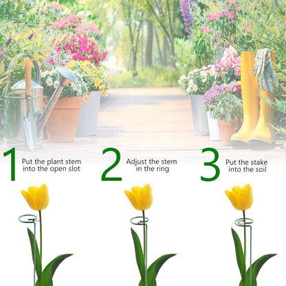 20 Pack 16 Inch Plant Support Stakes, Metal Single stemmed Flower Support Hoops，Garden Plant Stakes Plant Prop for Amaryllis Orchid Lily Rose Peony Tomatoes Gladiolus