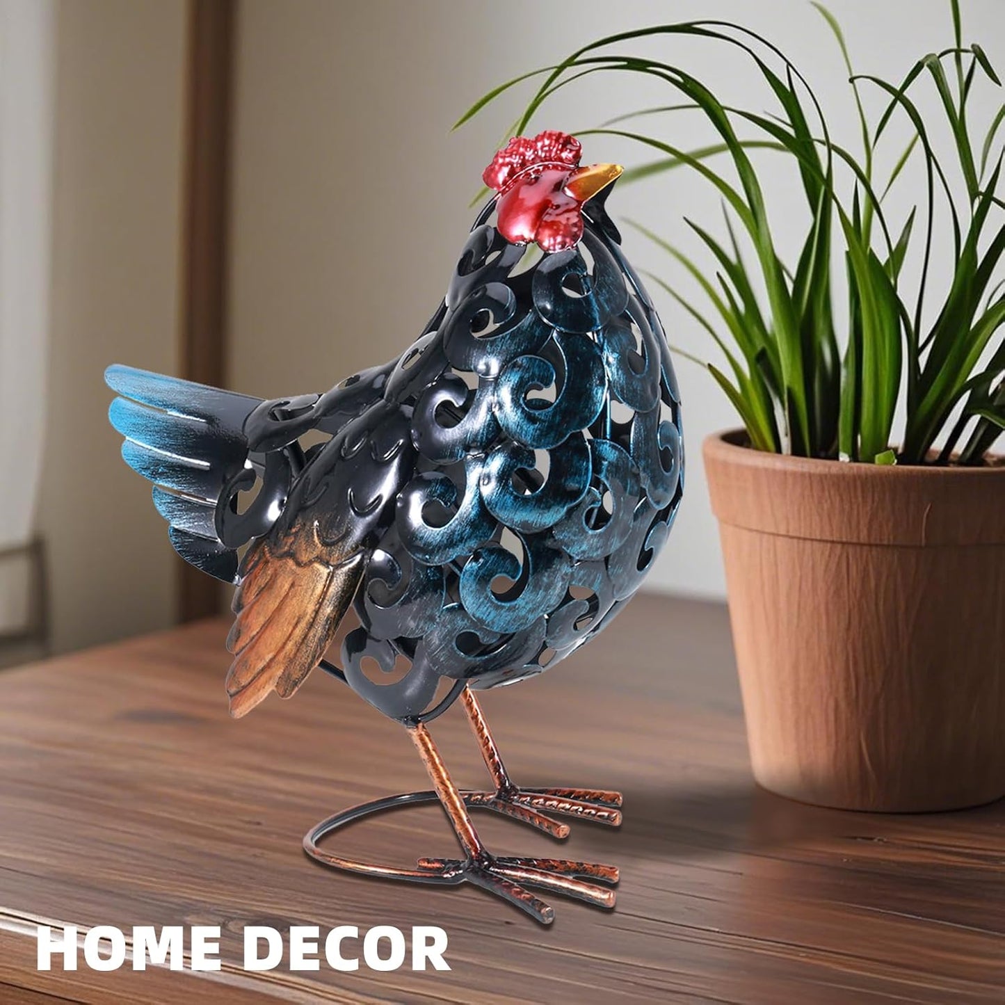 Chicken Metal Garden Statues,Backyard Scuplture,Outdoor Decoration, Yard Ornaments Outside Decor Home Deco, Retro Painting,Lifelike Gift for Friends Garden Lover (Hen)
