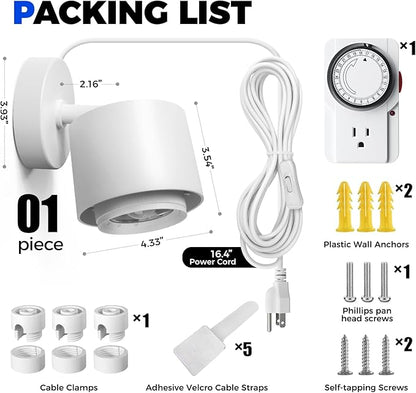 Barrina TR40a Track Grow Light for Indoor Plants, 40W Hanging Grow Lights with Adjustable Beam Angle (15°-60°), 5000K Full Spectrum Wall-Mounted Plant Light with Timer for Growing Houseplants,1-Pack