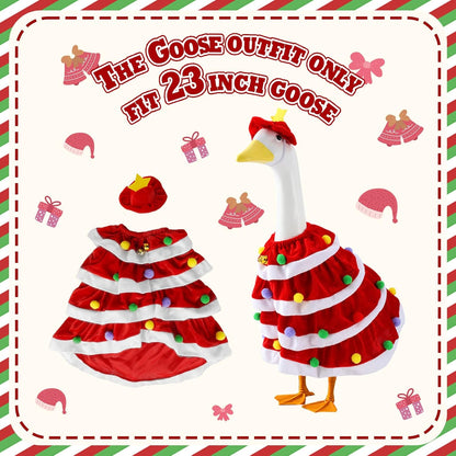 RAWILL 1PC Christmas Porch Goose Outfits,Old Lady Goose Santa Clothes for 23'' High Cement or Plastic Porch Costume for Yard Lawn Outdoor Garden Patio Xmas Holiday Decor（RED）