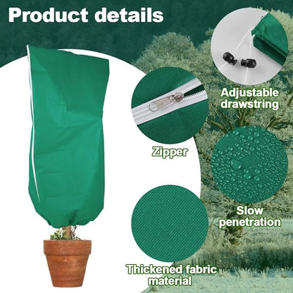 Plant Covers Freeze Protection, 47.2''×70.8'' Winter Cold Weather Frost Blankets Shrub Jacket with Drawstring & Zipper Reusable Frost Protection Cloth for Outdoor Plants Fruit Tree Potted (2 Pack)