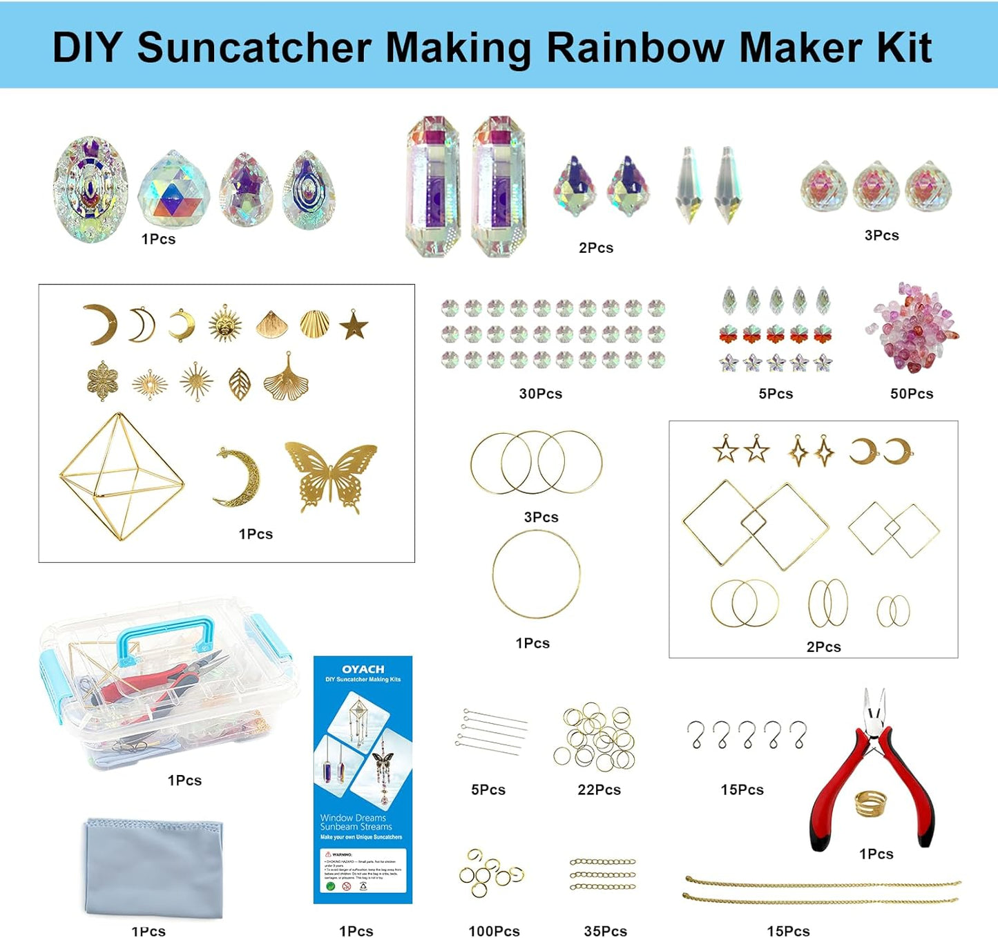 DIY Crystal Suncatcher Kit with Wind Chime/2pcs Large Prism,Dream Catchers Arts and Crafts Kits for Adults Hobbies,Sun Catchers Beads with Butterfly for Indoor Window Hanging Outdoor Decor Gifts