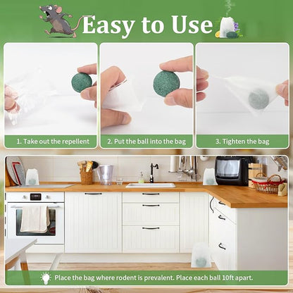 Mouse Rodent Repellent, 24pcs Peppermint Lemon Oil Mice Repellent for Squirrel Rats Spider Pests, Natural Mouse Traps for Indoor Outdoor Use, Keep Rodents Away from Garden and Home, Family & Pet Safe