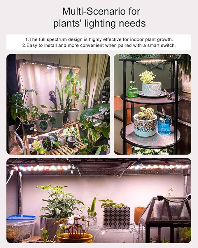 DOMMIA Plant Lights, Full Spectrum 12W(120W Equiv) Ultra-Thin Panel, 84 LEDs Sunlike Plant Lamp with On/Off Switch for Seed Starting, Hydroponics, Succulents & More, Easy to Assemble