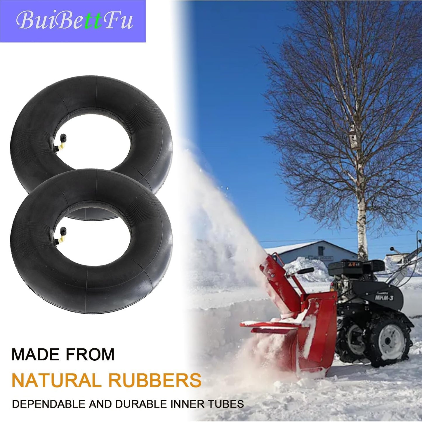 4.10/3.50-4 Tire Inner Tube with TR-87 Bent Valve Stem - Heavy Duty Replacement for Garden Carts,Golf Cart, Wheelbarrows, Hand Trucks, Lawn Mowers, Hand Trucks and More (2/Pack)