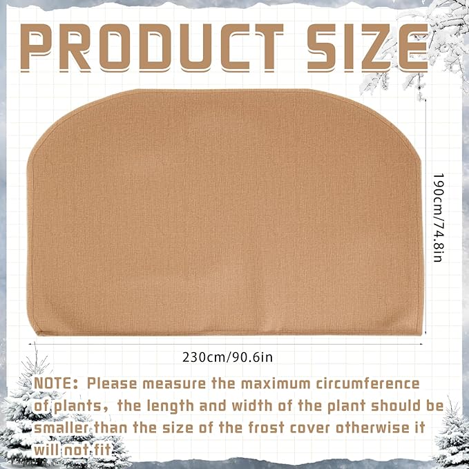 4 Pcs Winter Plant Covers Freeze Protection Reusable Plant Protector Bag with Drawstring Warm Shrubs Cover Frost Protection Planting Jacket Bags for Outdoor Garden, Brown (90.6 x 74.8 Inch)