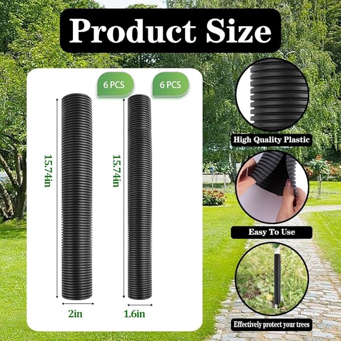 12 Pcs Tree Trunk Protector Guard, 2 Size Sapling Tree Protector from Deer, Tree Bark Protectors Guard Tube Wraps to Protect Bark, Sapling from Rodents, Mowers, Animals (15.7 x 2, 15.7 x 1.6)