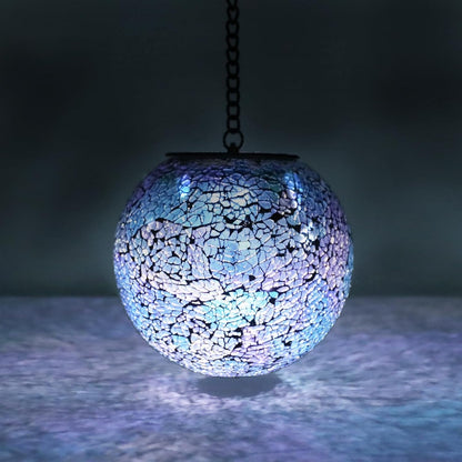 Solar Hanging Lantern Solar Outdoor Lanterns Mosaic Gazing Ball Outdoor Hanging Lights Outdoor Lights Waterproof Garden Patio Pathway & Yard Décor Blue
