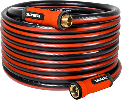 YAMATIC Heavy Duty Garden Hose 50FT x 5/8", Flexible Water Hose with 360° Swivel Handle, 3/4" Brass Male to Female Connectors, Leak-Resistant for All-Weather Outdoor Use