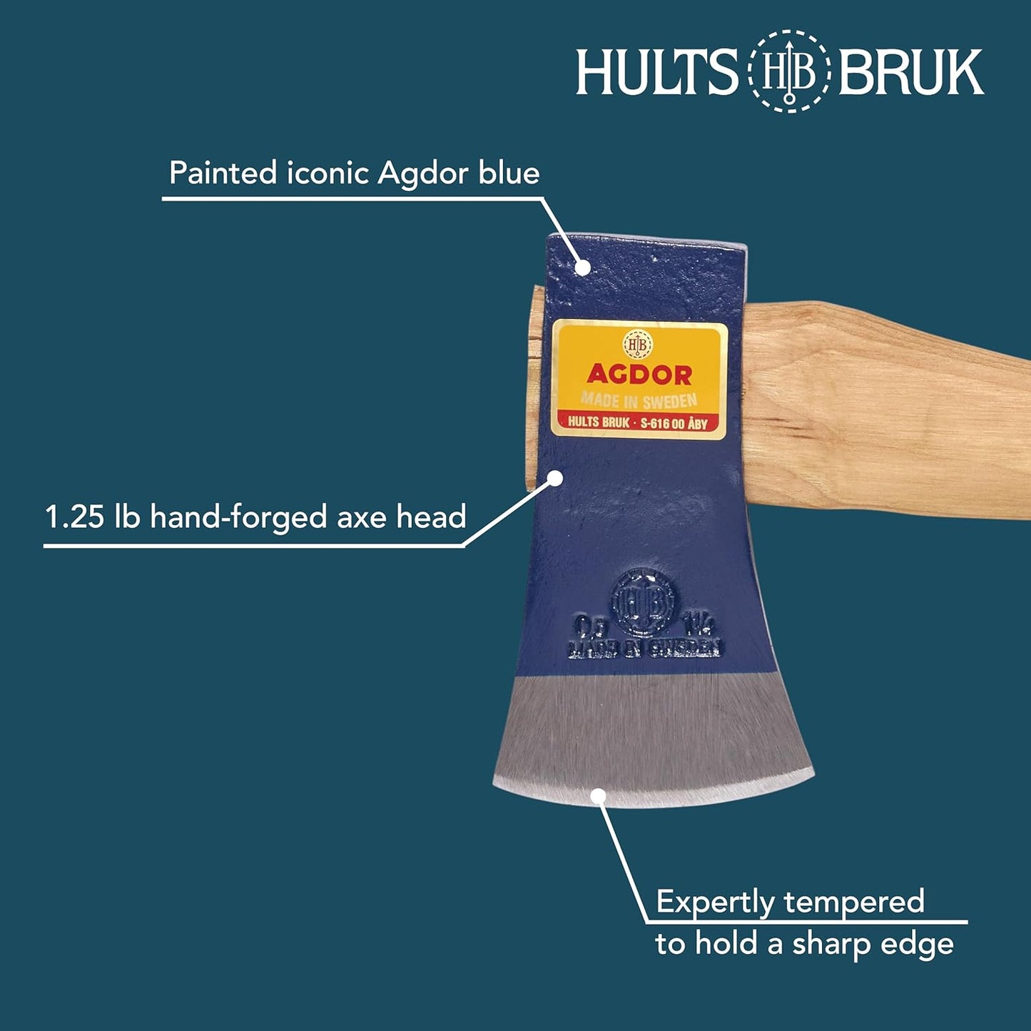 Hults Bruk 840021 Agdor Hand Hatchet 15-1.25 lb Head, 15" Handle