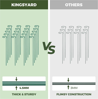 Kingsyard 10 Pack Plant Support Stakes - 4.5mm Thick Adjustable Sizes 16 or 32 Inch, Metal Plant Stakes for Indoor Plants or Outdoor Plants, for Garden Flowers Tomatoes Monstera