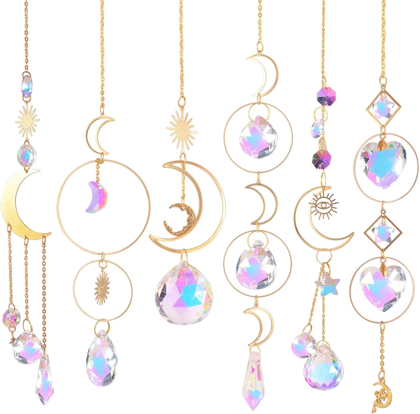 ilclviz Suncatcher Crystal Hanging Sun Catcher Prism with Chain Pendant Ornament Crystal Balls for Window