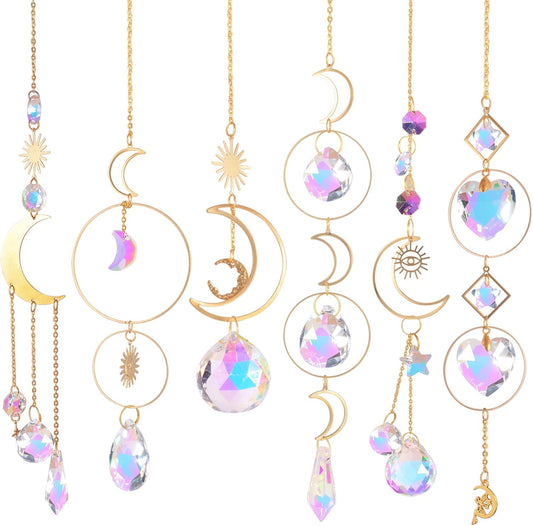 ilclviz Suncatcher Crystal Hanging Sun Catcher Prism with Chain Pendant Ornament Crystal Balls for