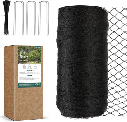 Bird Netting for Garden, Fetanten 50 x 50 FT Netting for Garden Protection Vegetables Fruit Trees Blueberry from Birds Deer Poultry, Heavy Duty Woven Mesh Net Animal Fencing with Ties and Staples
