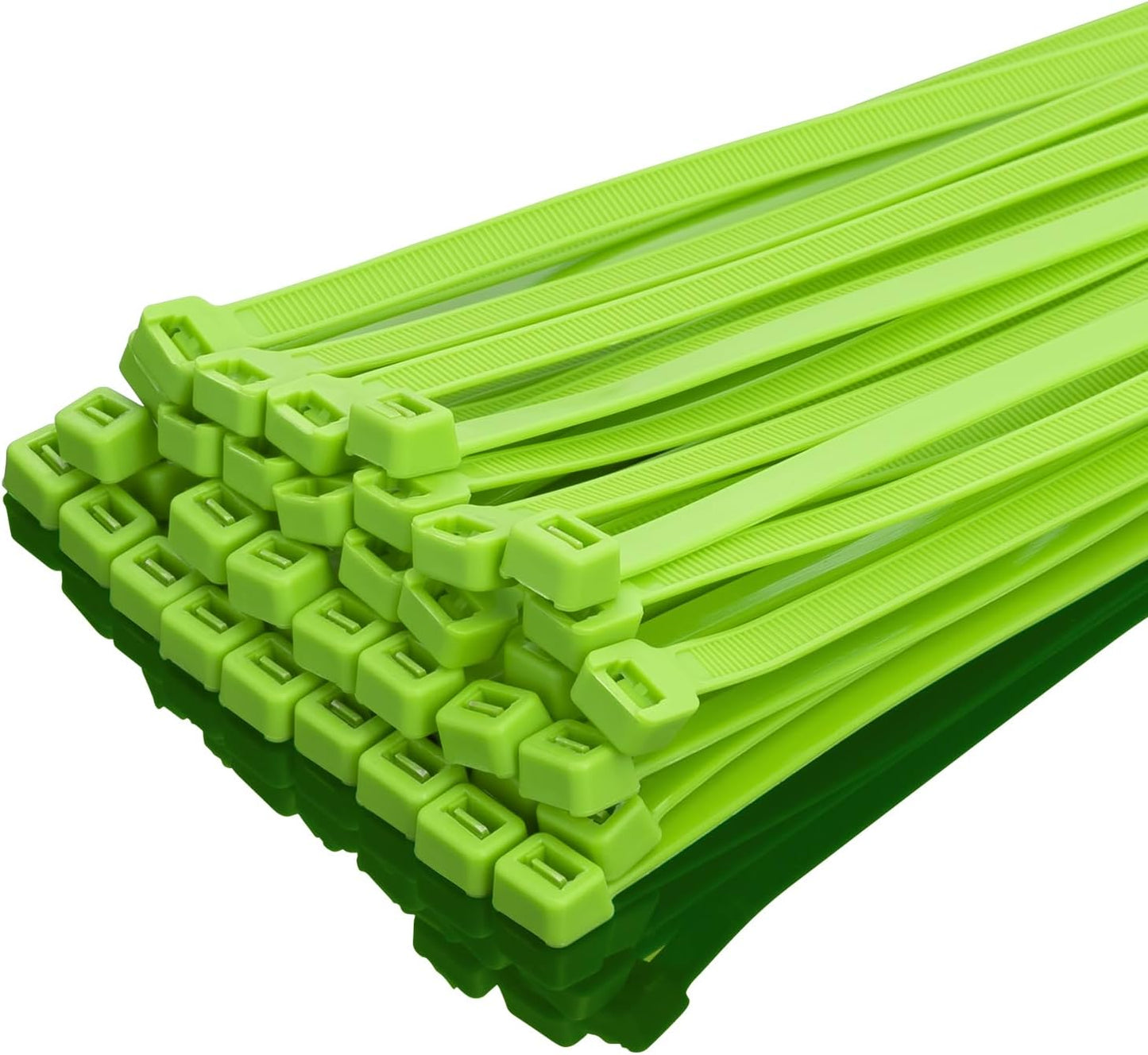 XINGO 14 inch Apple Green Zip Ties Heavy Duty 100 Pack, 120 LBS Tensile Strength, Premium Nylon Cable Wire Ties, Self-locking Plastic Ties for Indoor and Outdoor Use