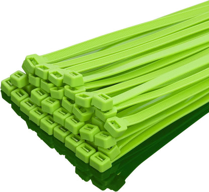 XINGO 14 inch Apple Green Zip Ties Heavy Duty 100 Pack, 120 LBS Tensile Strength, Premium Nylon Cable Wire Ties, Self-locking Plastic Ties for Indoor and Outdoor Use