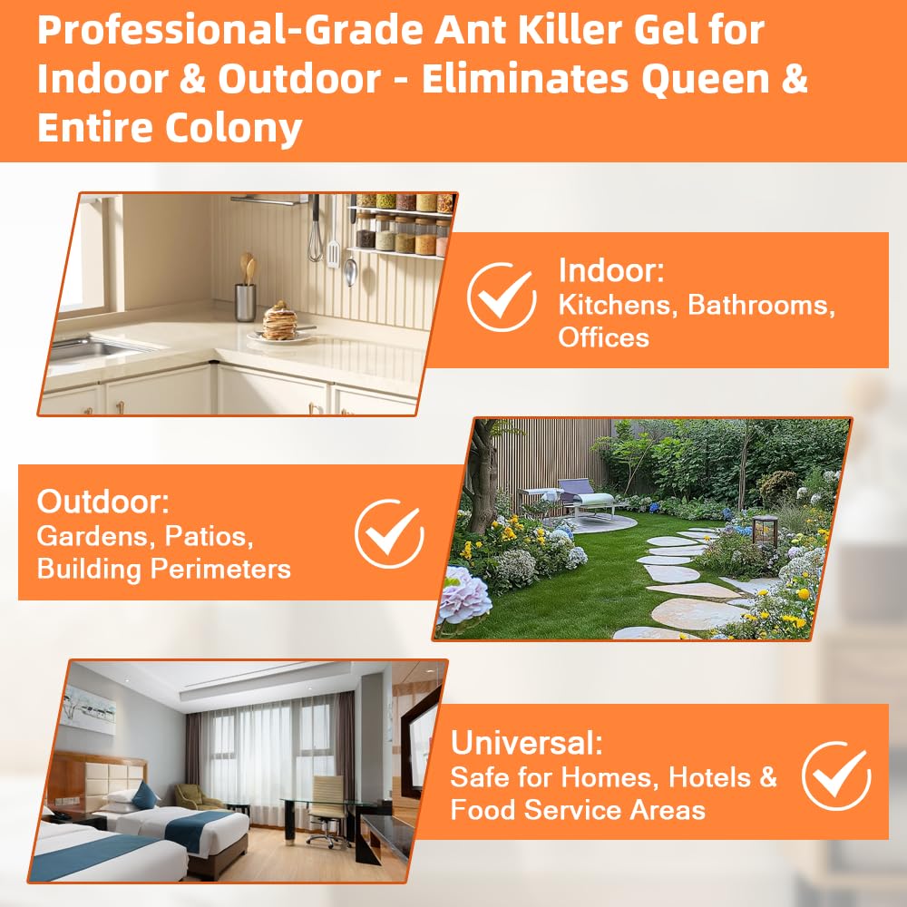 48 PCS Ant Killer Gel Bait Stations, Extra Strengthen Ant Bait Traps, Long-Lasting Effective Pest Gel for Carpenter Ants and Other Common Household Ants, No Mess Easy Use, Safe for Pets and Kids