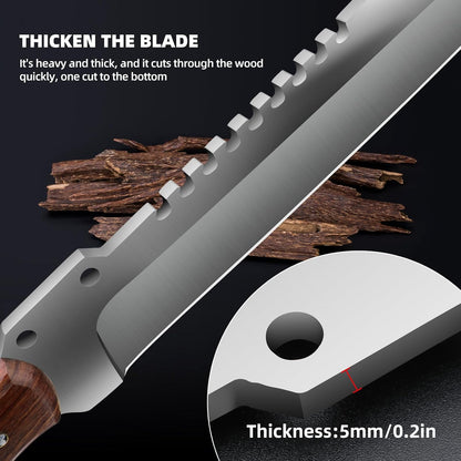 Outdoor Short Machete with Sheath for Cutting Trees, for Yard Work and for urvival Machete Ideal for Gardening,Camping, Fishing, Hunting, Bushcraft