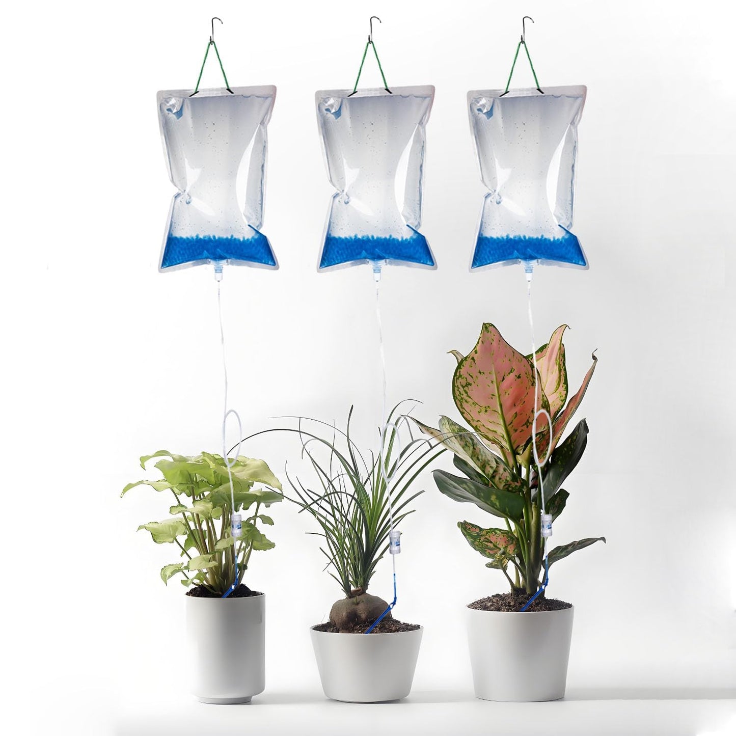 1L Plant Self Watering Bags with Adjustable Flow Regulators, Compact Automatic Drip Irrigation Kits, Indoor Plant Watering System for Small Potted Plants, Vacation Plant Care Essentials, 3Pcs