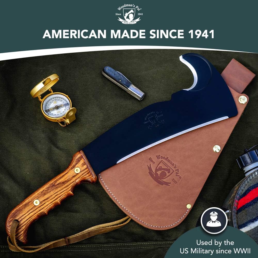 Woodmans Pal - Multi-Use Axe Machete with Sheath - Survival Machete Ideal for Camping, Fishing, Hunting, Bushcraft - Perfect Brush Axe for Surveying… (Wood Handle)