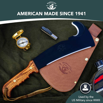 Woodmans Pal - Multi-Use Axe Machete with Sheath - Survival Machete Ideal for Camping, Fishing, Hunting, Bushcraft - Perfect Brush Axe for Surveying… (Wood Handle)