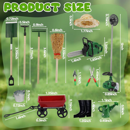 1:12 Miniature Gardening Tools Fairy Garden Farming Tools Mini Shovels Electric Saw Rake Pitchfork Model Mini Spring Garden Set for Mini House Decoration Accessories