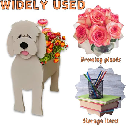 Golden Doodle Dog Planter Plant Pots,Cute Garden Dog Flower Planter,Large Dog Planters Birthday Gifts for Women,Office,Indoor/Outdoor Decor（9.84 * 9.06 * 17in）