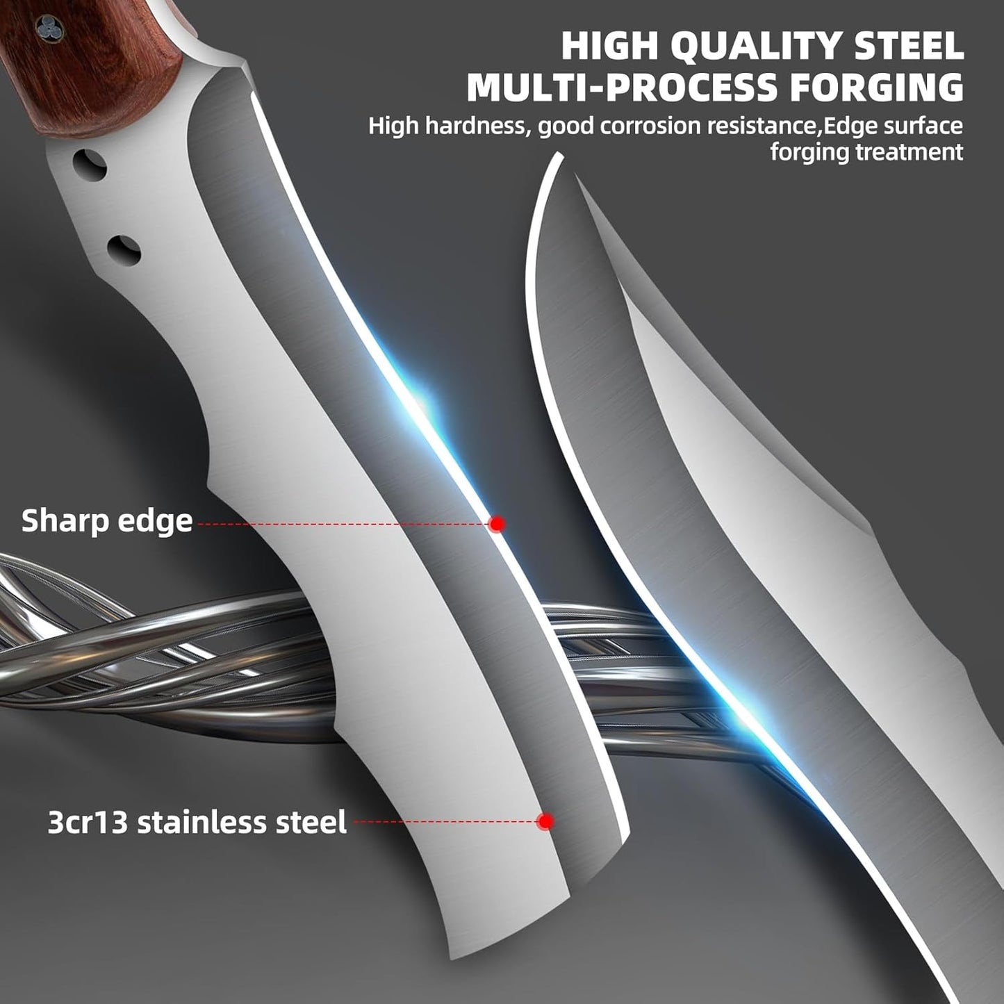 Outdoor Short Machete with Sheath for Cutting Trees, for Yard Work and for urvival Machete Ideal for Gardening,Camping, Fishing, Hunting, Bushcraft