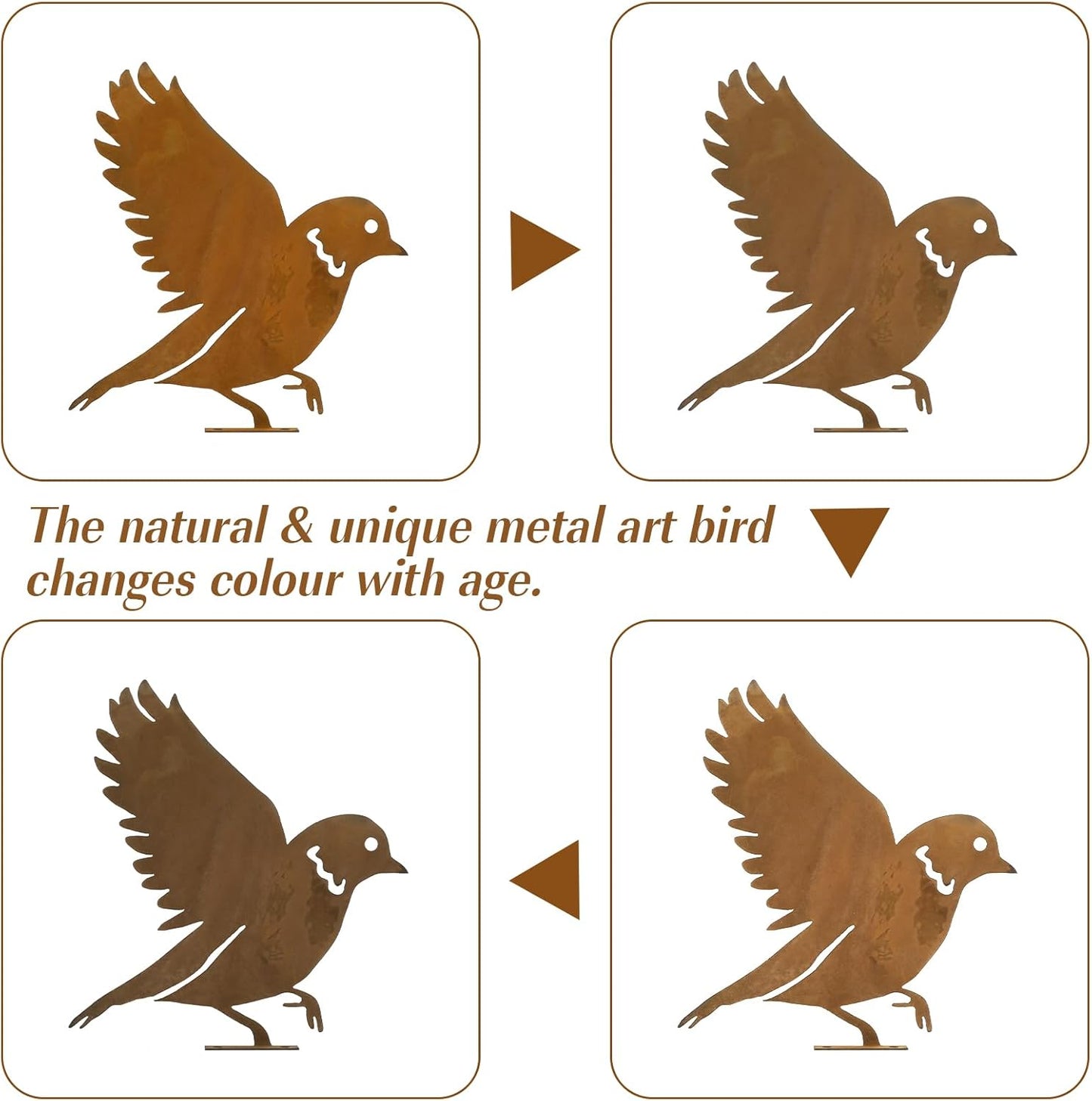 DIVINA VITAE 10Pcs Rusty Birds Decoration Lifelike Metal Birds Yard Art Simulation Bird Statue Yard Garden Decor for Outdoor Sculptures Art Fence Decorations