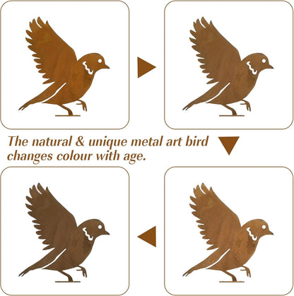 DIVINA VITAE 10Pcs Rusty Birds Decoration Lifelike Metal Birds Yard Art Simulation Bird Statue Yard Garden Decor for Outdoor Sculptures Art Fence Decorations